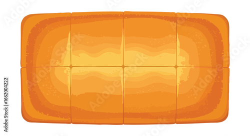 Slices of Freshly Baked Bread Overhead Graphic Illustration with Warm Hues and Defined Cuts Depicting Simplicity and Nourishment for Breakfast or