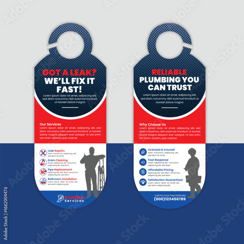Plumbing and handyman Services Door Hanger Design Template for Advertisement