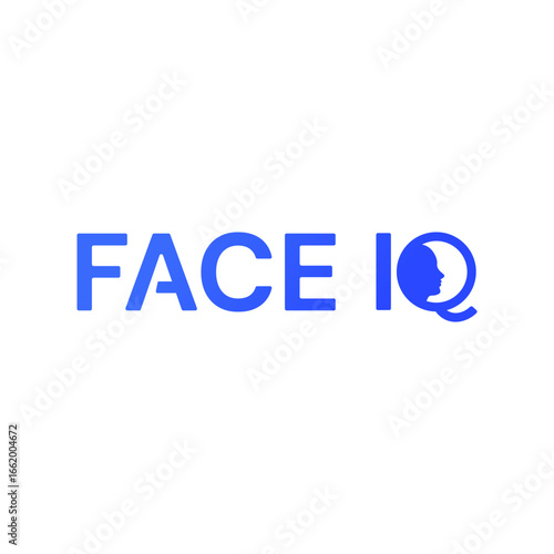 Face IQ Logo Design, Realistic Face Icon with Letter IQ, Modern Branding Symbol