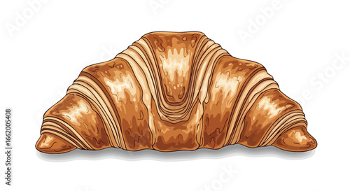 Golden brown, flaky croissant, perfectly baked and ready to be enjoyed as a delightful breakfast treat with a delicious taste