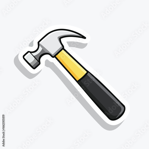 Wallpaper Mural A detailed illustration of a hammer with a black handle and a yellow grip, ready for construction. Torontodigital.ca