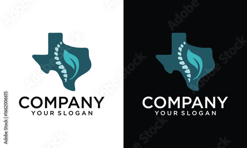 Creative Spine Clinic Medicine Backbone with leaf logo Health Illustration. Chiropractic Center Logo Icon Vector Stock icon template.