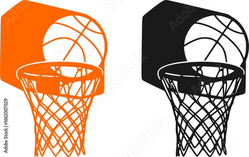 black and white basketball hoop
