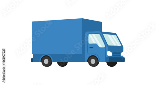 Illustrated blue delivery truck ideal for transportation and logistics visuals showcasing vehicle design and distribution elements for business needs