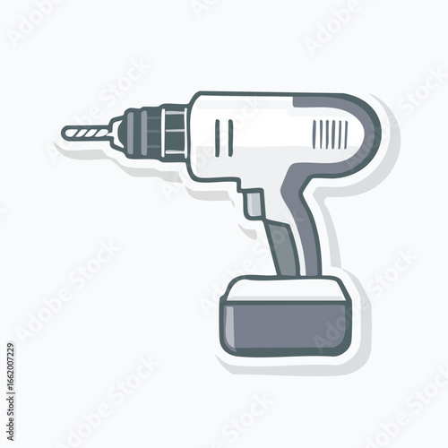 Illustration of a cordless power drill, a handheld tool for construction and DIY projects.