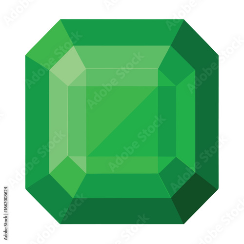 Brilliant Green Emerald Cut Gemstone Precise Vector