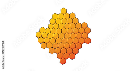 Dynamic Honeycomb Structure with Warm Tonal Variation on a Clean Background Showcasing Geometric Precision and Depth