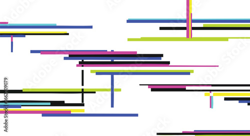 A dynamic arrangement of colorful lines against a white backdrop creating a visually stimulating and modern abstract design