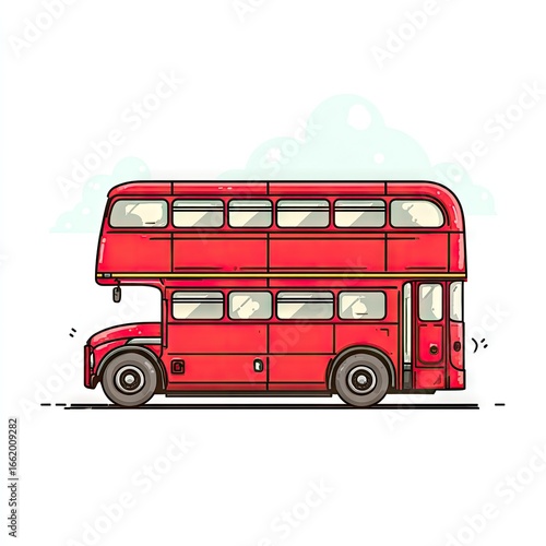 red double-decker bus cartoon style clip art preview