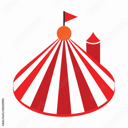 Red and White Circus Tent Iconic Illustration