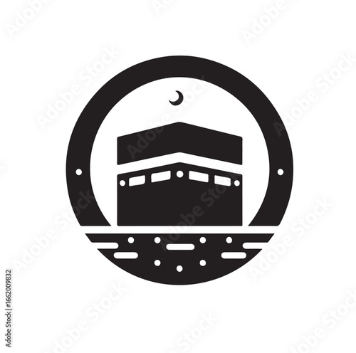 Black and White Kaaba Vector Design