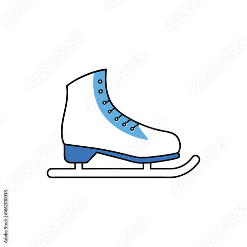 Sharp Blue Ice Skate Stylized Vector Illustration