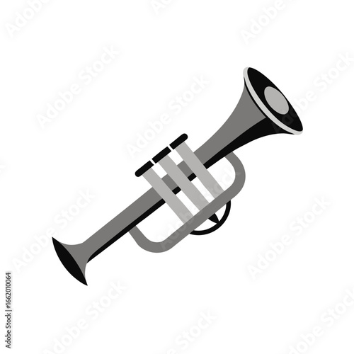 Silver Trumpet Sleek Vector Illustration