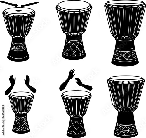 african djembe drum icons set vector
