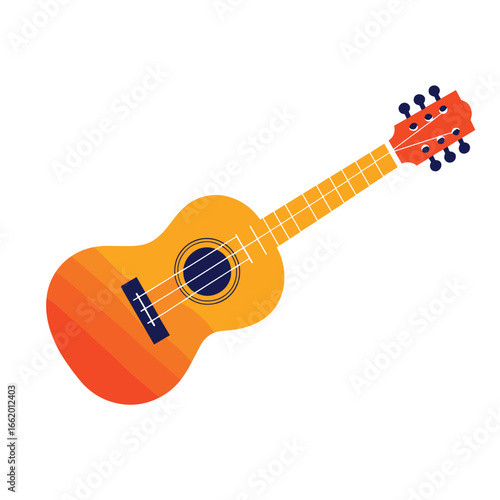 Colorful acoustic lute with orange gradient background design  