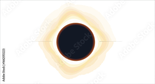 Abstract depiction of an intense gravitational field distortion with a dark hole surrounded by energy in space illustration