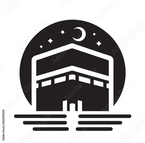 Black and White Kaaba Vector Design