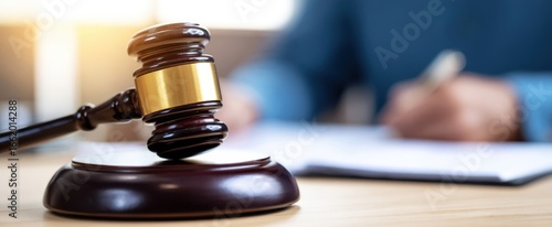 Wallpaper Mural The gavel resting on a desk symbolizes justice in legal proceedings. Torontodigital.ca