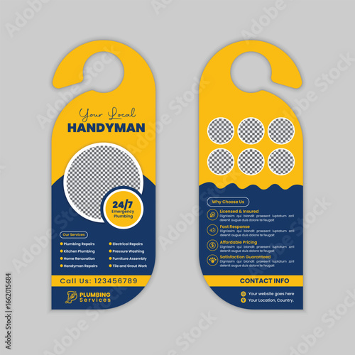 Plumbing and handyman Services Door Hanger Design Template for Advertisement