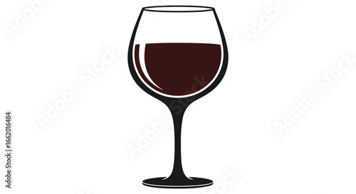 Elegant wine glass filled with rich red wine isolated on white for sophisticated beverage content vector