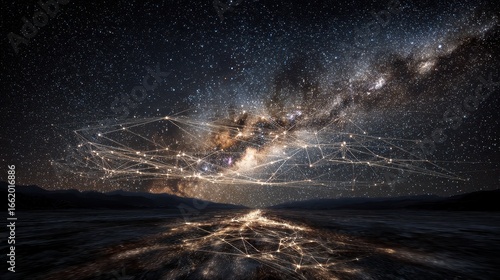 Connected Dots over Landscape at Night with Galaxy for Global Network Concepts