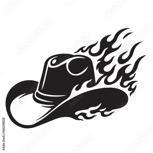 Cowboy hat in flames burning vector illustration for american western designs