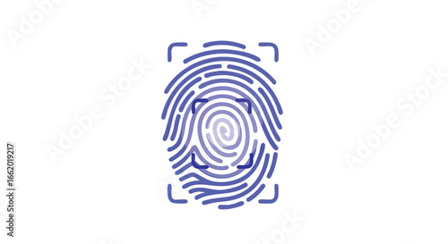 Stylized biometric fingerprint identification mark on a white background security access authentication system technological privacy