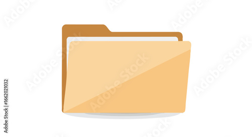 Vector Illustration of a Beige and Brown Folder for File Management and Organization, Simple and Modern Design, Isolated on White Background