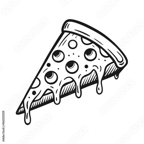 Delicious pizza slice dripping with melted cheese, perfect for food blogs, restaurant menus, and culinary projects, mouthwatering design