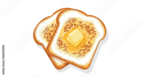 Delicious vector toast with melting butter, perfect for breakfast menu illustrations and culinary designs, a comforting and satisfying morning meal