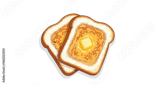 Delicious Toast Illustration with Melted Butter, Perfect for Breakfast or Brunch Depictions