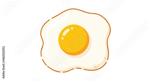 Whimsical Fried Egg Illustration with Sunny Yolk and Cartoon Style Presentation portraying simple breakfast staple with bright colors