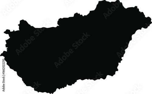 Hungary map icon black silhouette vector of country outline isolated on white background