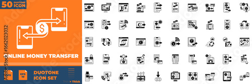 Collection of Online Payment Transfer duotone icons