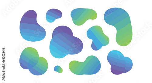 Fluid Gradient Shapes in Varied Sizes and Positions on Clean White Backdrop offering a playfulness and contemporary aesthetic
