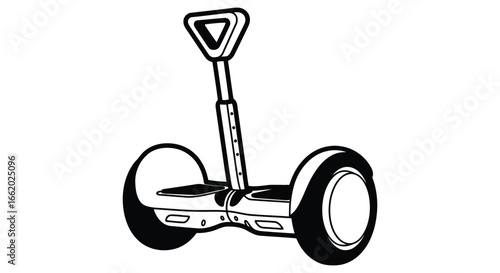 Modern electric personal mobility device with two wheels and handlebar hand-drawn sketch vector
