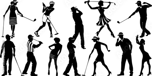 Black Silhouette Golf Player Art for Sports Decor