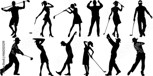 Black Silhouette Golf Player Art for Sports Decor