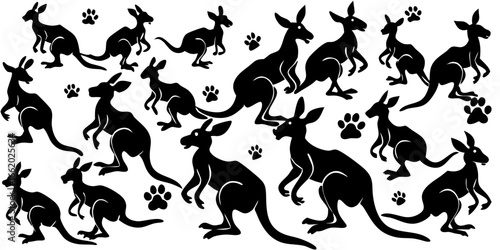 Black Silhouette Kangaroo Art for Kids and Decor