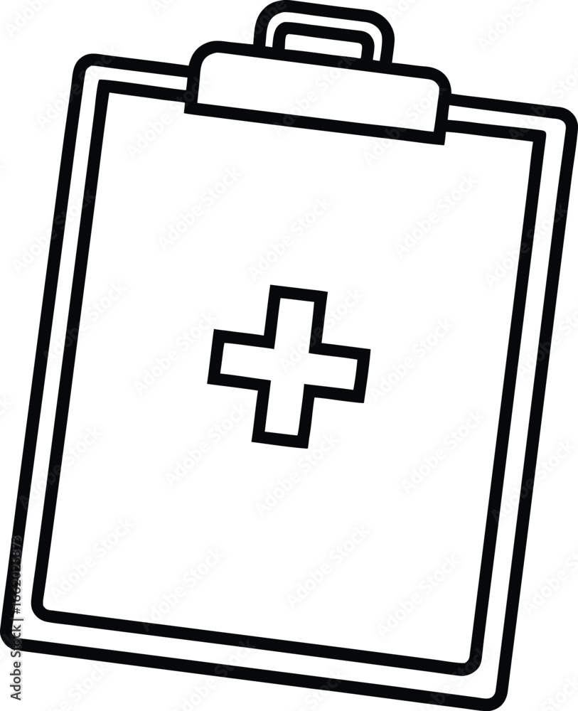 Obraz premium Medical Clipboard Flat Lay Healthcare Document on White Background Vector Illustration