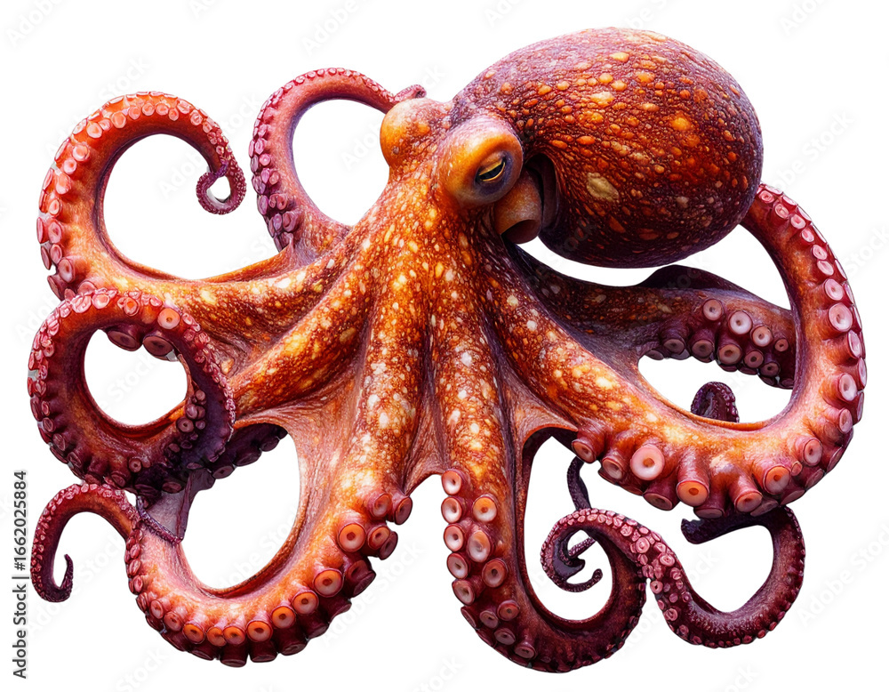 Obraz premium Realistic Octopus with Extended Tentacles Isolated PNG