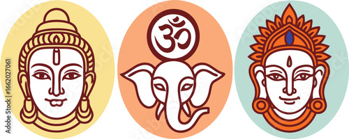 Indian Deities Om Symbol Elephant Head hindu deity