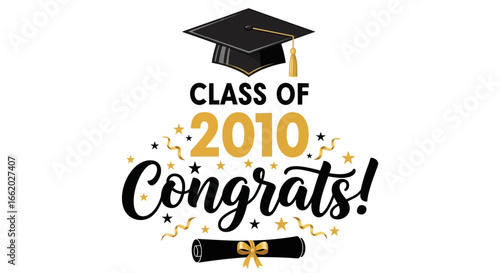 Class of 2010 graduation celebration design with mortarboard and diploma graphic