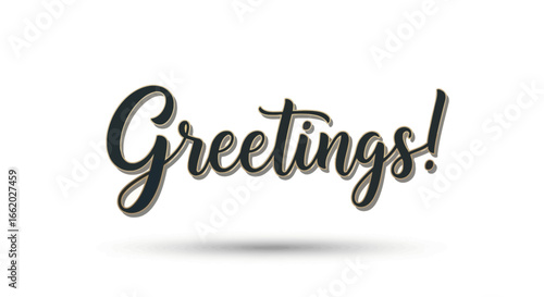 Elegant greetings calligraphy with shadow isolated on white background