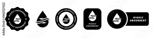 Highly Absorbent. Vector stamps for product features information.