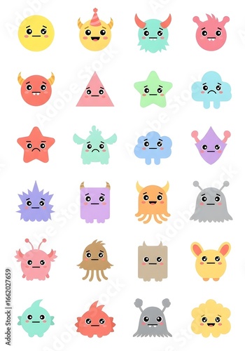 Wallpaper Mural Set of funny and cute colorful monsters  Torontodigital.ca