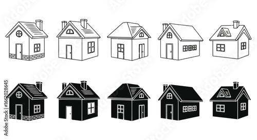 Diverse collection of hand-drawn houses in sketch style offering architectural variety vector