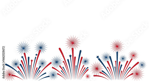 Festive burst of red and navy fireworks ideal for celebratory designs