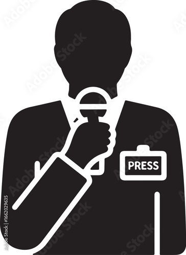 Media news related icon vector art of reporter with microphone on isolated background