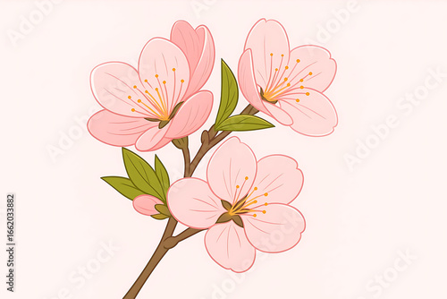 Wallpaper Mural Flowering branch of cherry isolated on white background Torontodigital.ca
